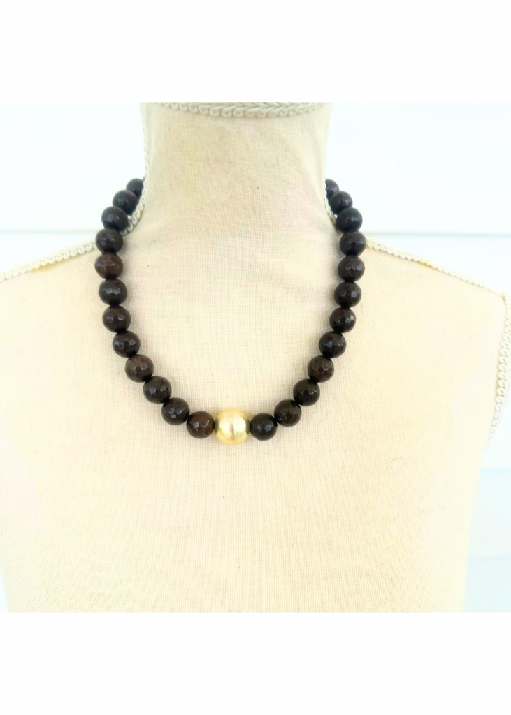 Chocolate Brown Faceted Bead Necklace