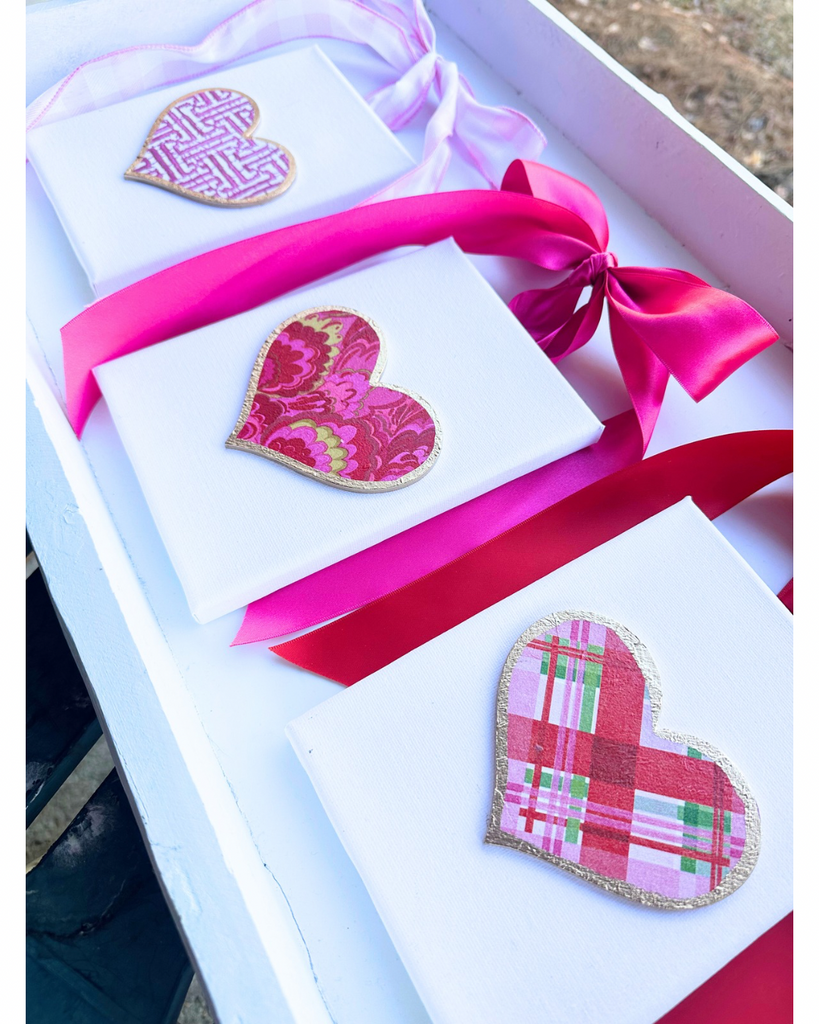 Canvas Art - Red and Pink Plaid Heart