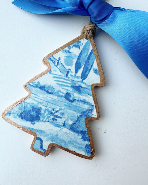 Blue Toile Tree Ornament