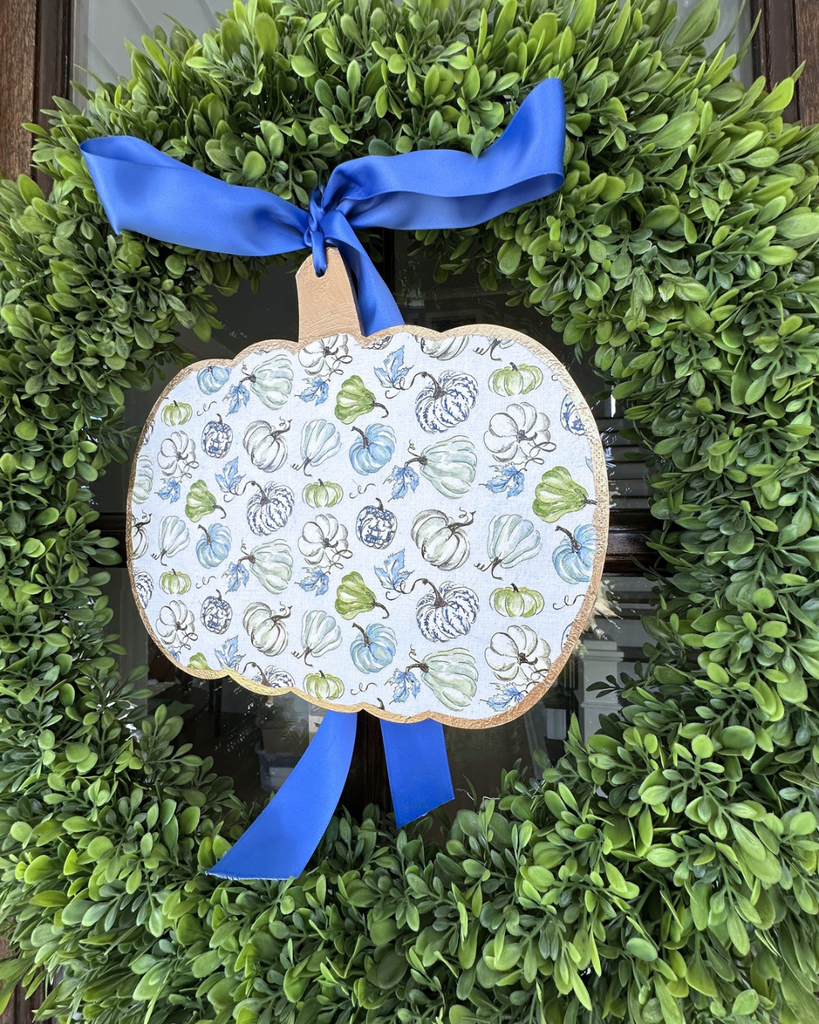 Handmade Pumpkin Door Hanger Blue Pumpkins & Gourds 12”