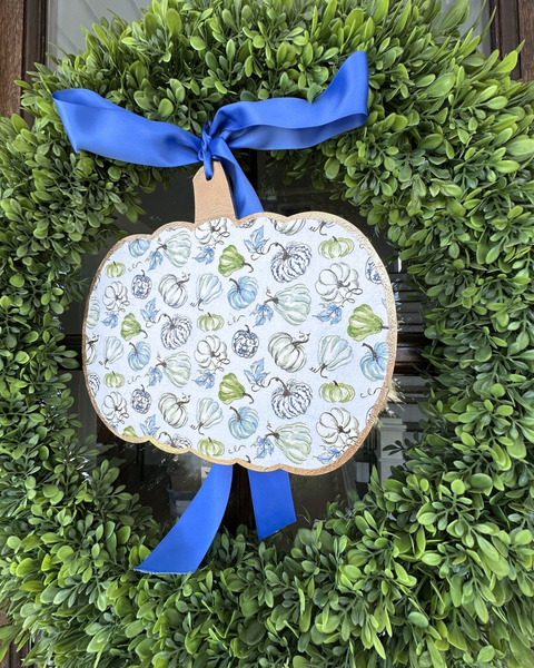 Handmade Pumpkin Door Hanger Blue Pumpkins & Gourds 12”