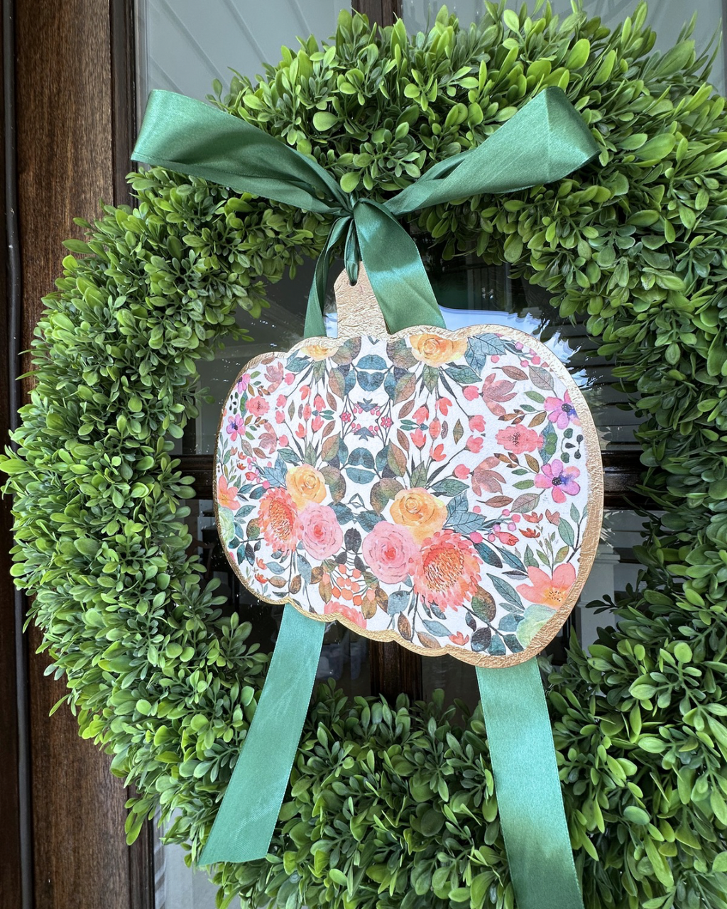 Handmade Pumpkin Door Hanger Autumn Bouquet 12”
