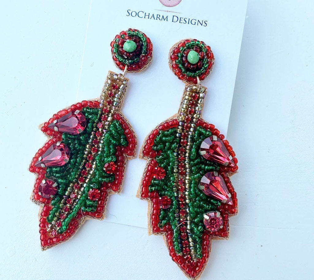 Christmas Palm Earrings