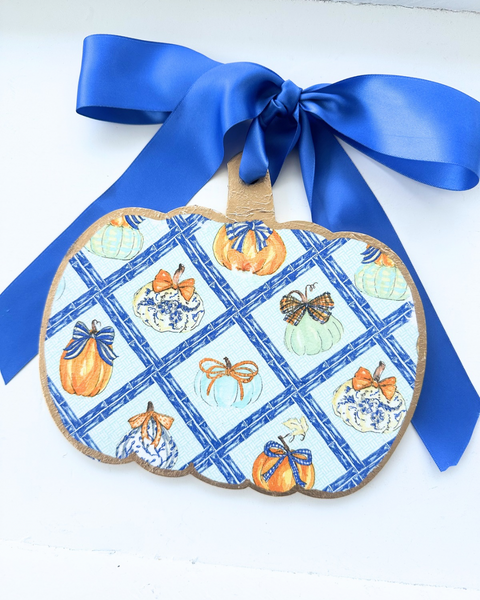 Handmade Pumpkin Door Hanger Pumpkin Trellis 8”
