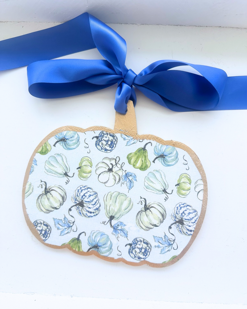 Handmade Pumpkin Door Hanger Blue Pumpkins & Gourds 8”