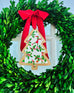 Handmade Christmas Door Hanger - Elf Tree 8”