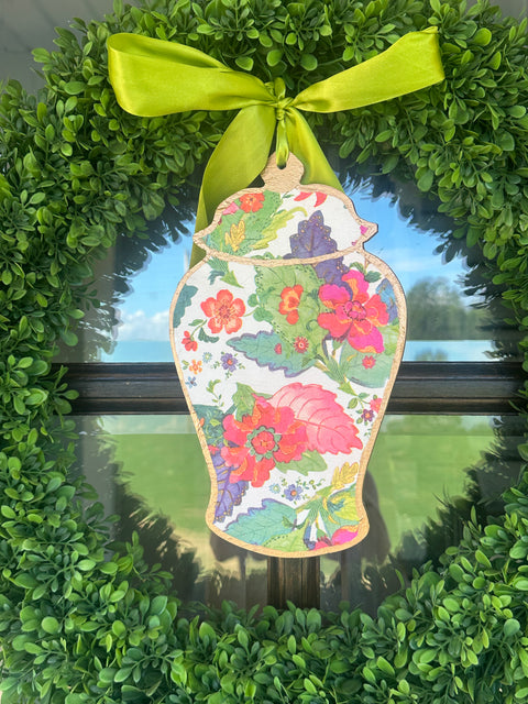 Handmade Ginger Jar Door Hanger Bright Tobacco Leaf