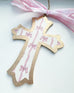 Pink Bow Large Cross Ornaments 7”