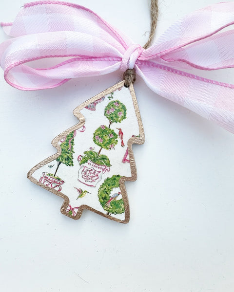 Pink Chinoiserie Topiary Tree Ornament 2