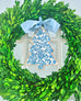 Handmade Christmas Door Hanger - Blue Flowers Tree 8”