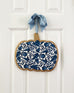 Handmade Pumpkin Door Hanger - Blue Autumn 12”