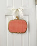 Handmade Pumpkin Door Hanger - Orange Gingham 12”