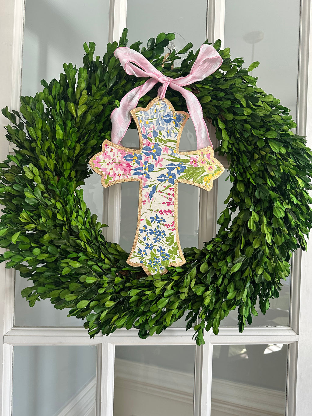 Field of Flowers Handmade Cross Door Hanger - 12”