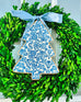 Handmade Christmas Door Hanger - Blue Flowers Tree 12”