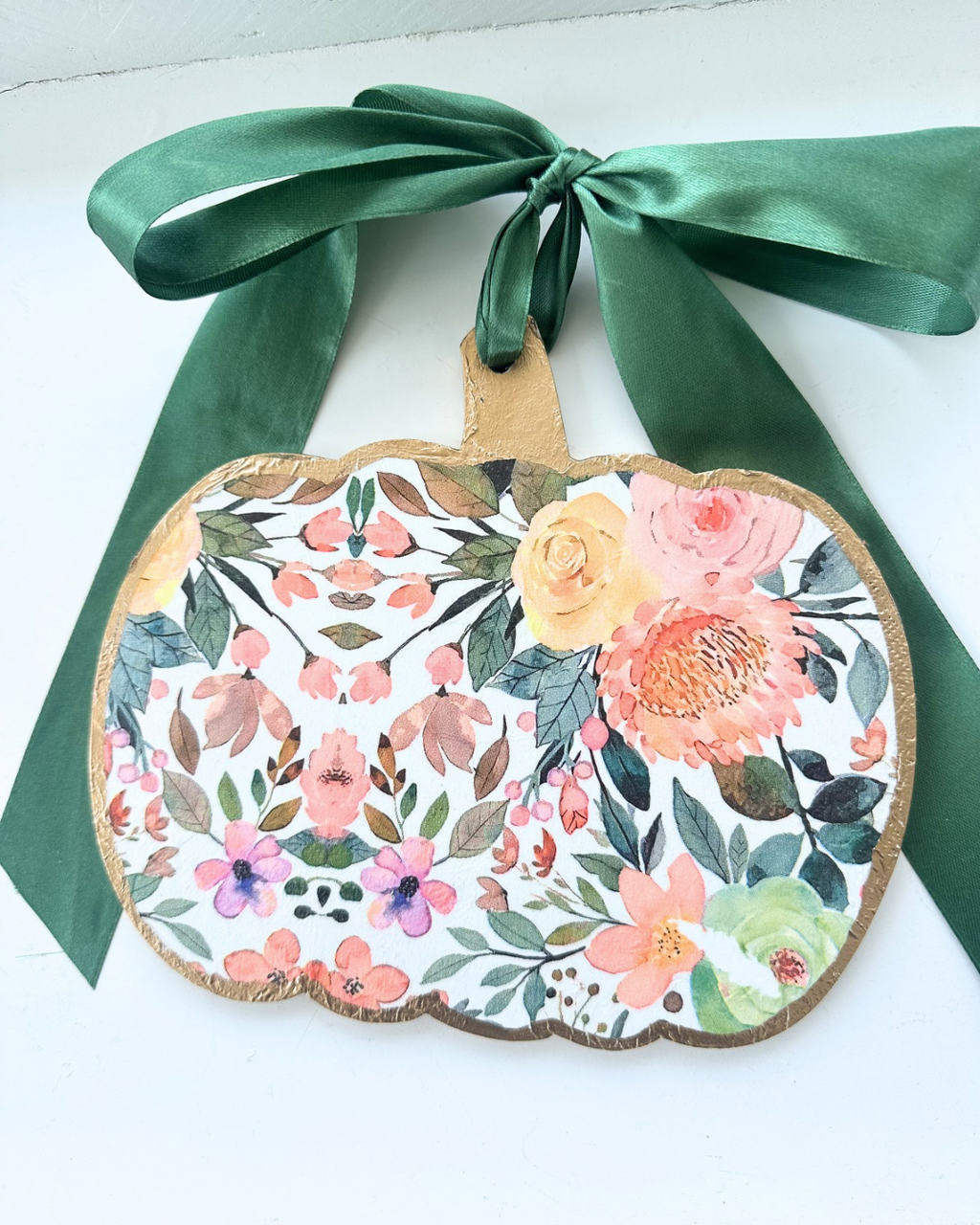 Handmade Pumpkin Door Hanger Autumn Bouquet 8”
