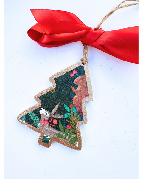 Forest Creatures (Deer + Squirrel) Tree Ornament