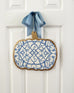 Handmade Pumpkin Door Hanger - Blue Trellis 12”