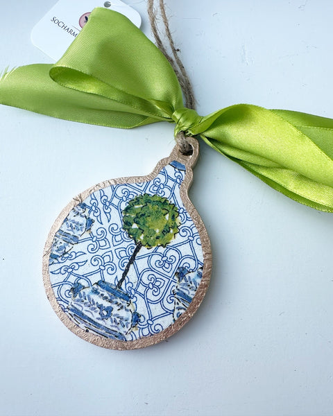 Blue Chinoiserie Topiary Bauble Ornament