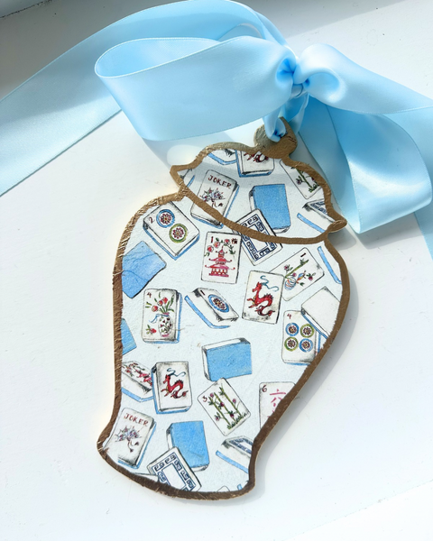 Blue Mahjong Ginger Jar Door Hanger 8”