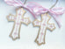 Pink Bow Large Cross Ornaments 7”