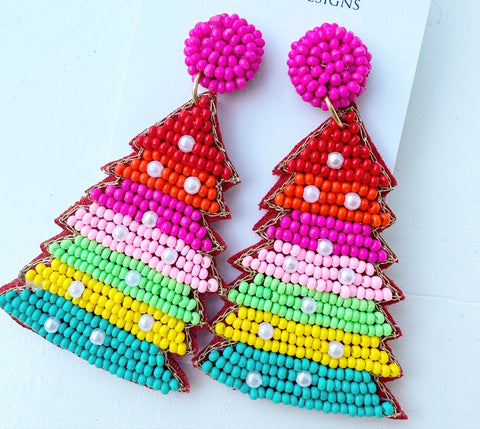 Multicolor Christmas Tree Earrings
