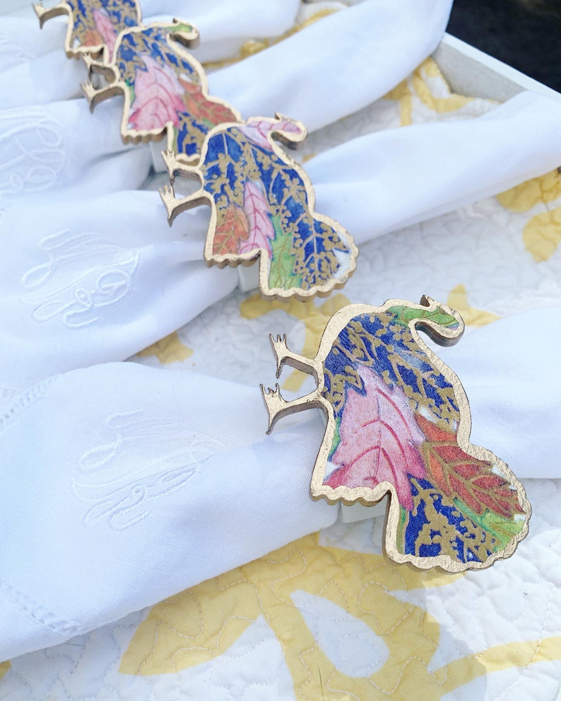 Turkey Interchangeable Napkin Rings - Tobacco Leaf