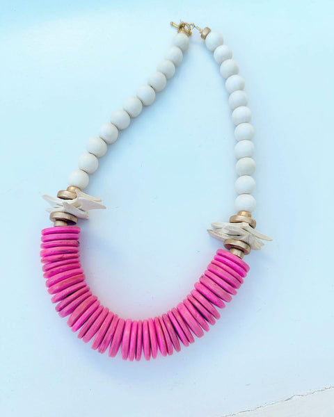 Mila Necklace - White/Pink