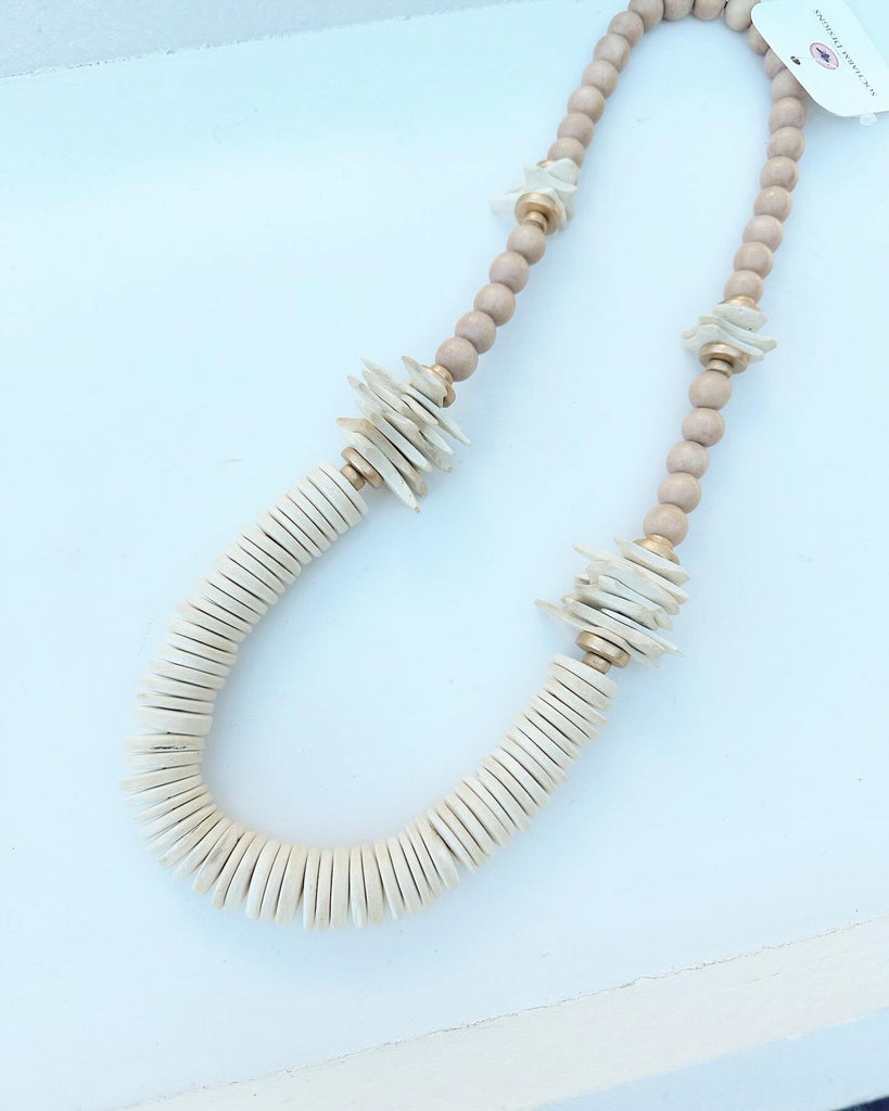 Milana Necklace - White/Tan