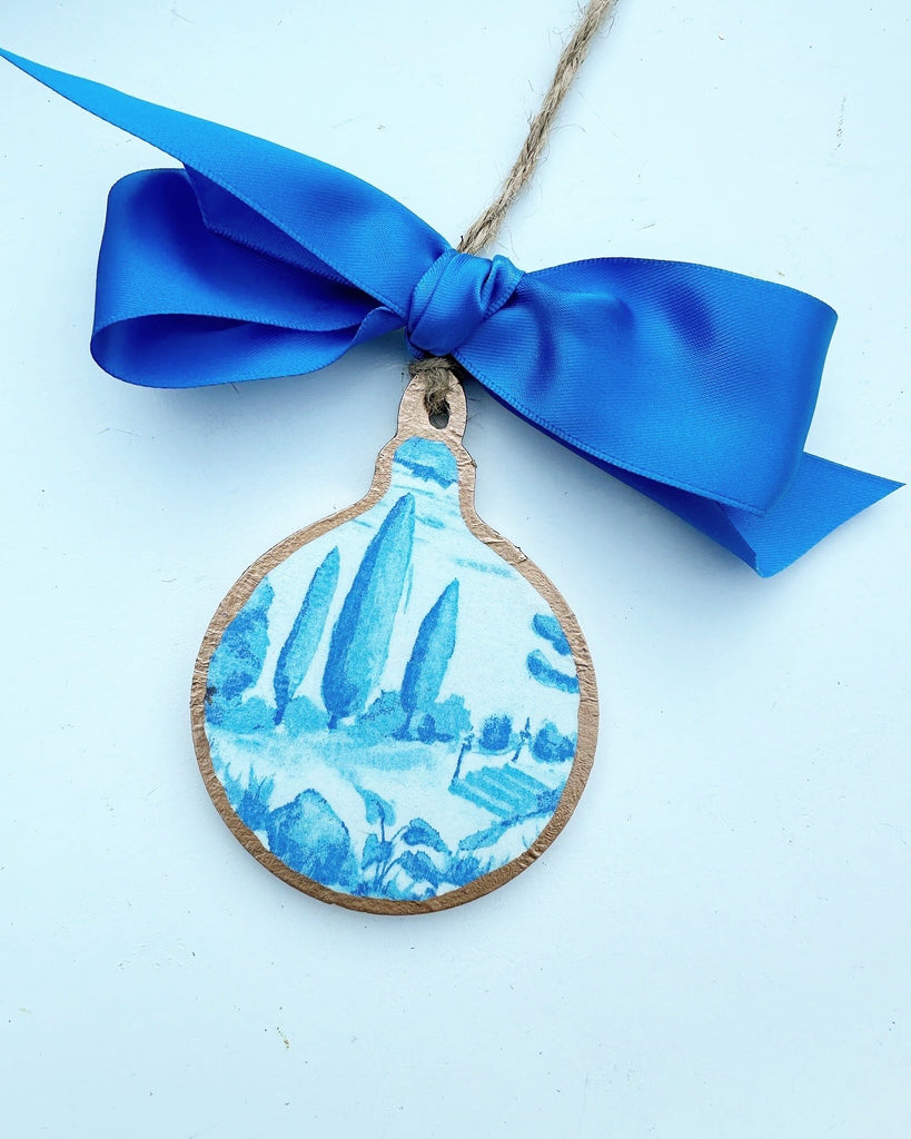 Blue Toile Bauble Ornament