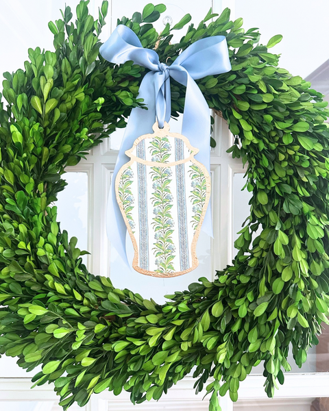 Ginger Jar Door Hanger - Floral Stripe 12”