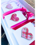Canvas Art - Red and Pink Plaid Heart