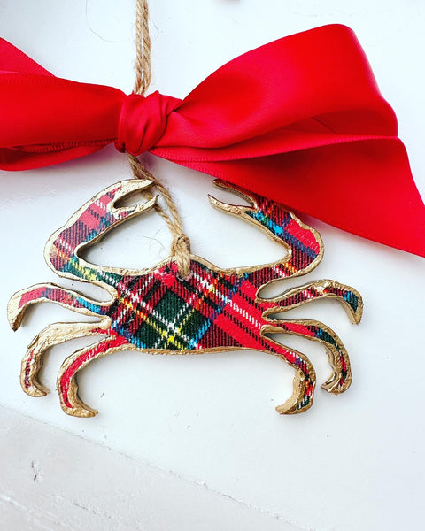 Tartan Plaid Crab Ornament