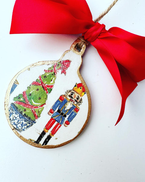 Chinoiserie Tree and Nutcracker Bauble Ornament