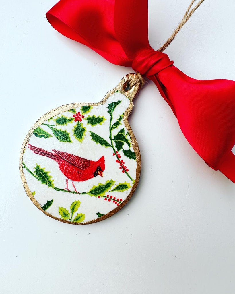 Cardinal Holly Bauble Ornament