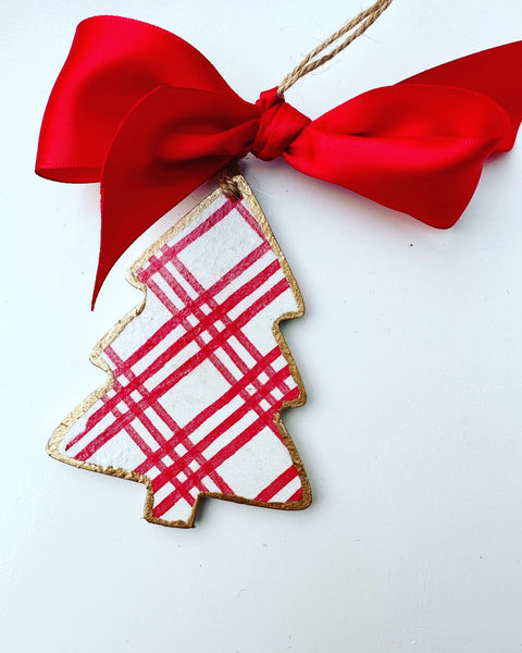 Red Plaid Christmas Tree Ornament