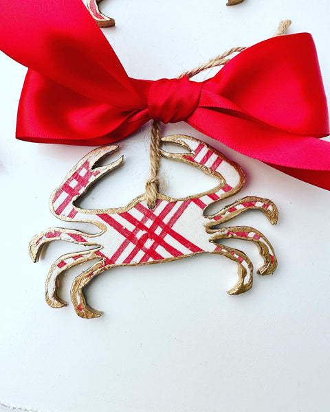 Red Plaid Crab Ornament