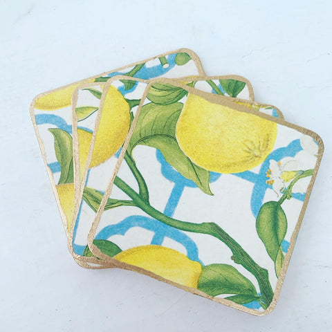 Lemon Trellis Handmade Coasters (Set of 4)